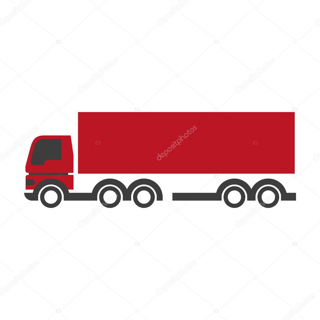 Red lorry simple icon