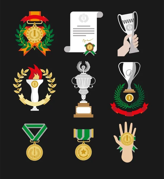 Şampiyon ödül ve madalya kazanan — Stok Vektör
