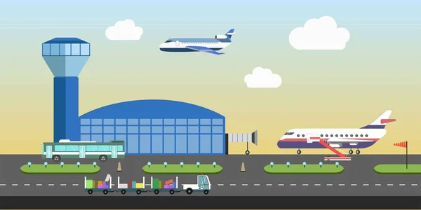 Aeropuerto plano diseño — Vector de stock