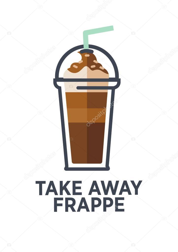 Coffee drink cup, vector flat icon, for takeaway cafe menu