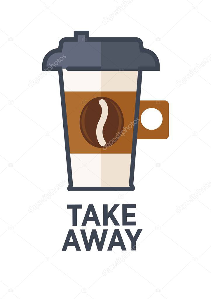 Coffee drink cup, vector flat icon, for takeaway cafe menu