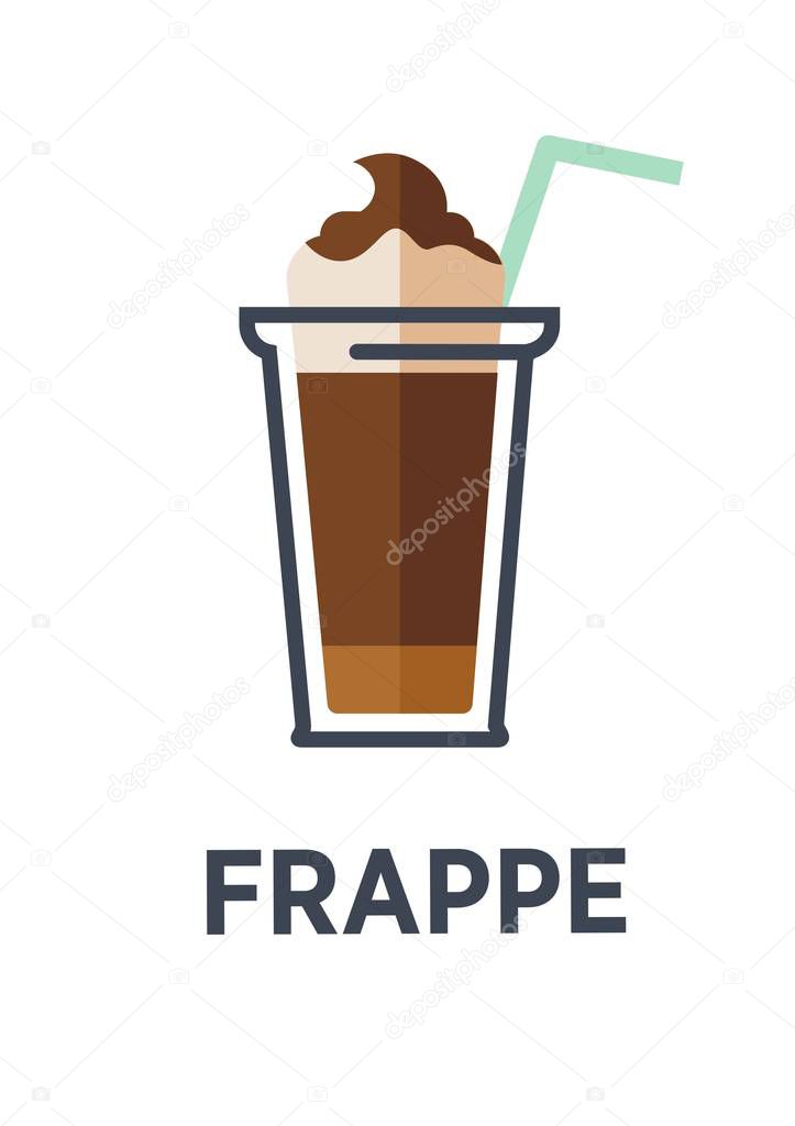Coffee drink cup, vector flat icon, for takeaway cafe menu