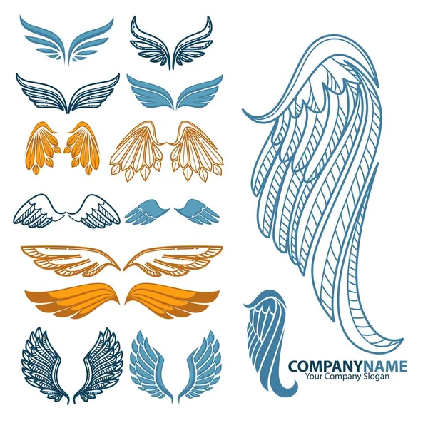 Wings icons set — Stock Vector