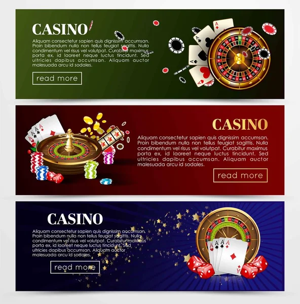 Bandiere web del poker del casinò — Vettoriale Stock