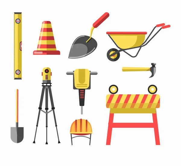 Equipamento e ferramentas para construção ou construção — Vetor de Stock