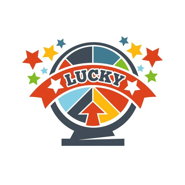 Loterie roulette ou roue de fortune logo — Image vectorielle
