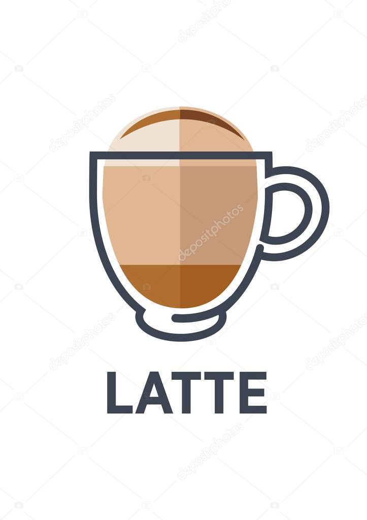 Coffee drink cup, vector flat icon, for takeaway cafe menu