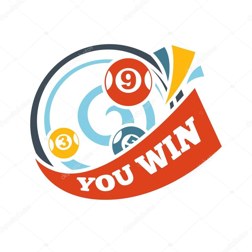 Bingo lotto lottery logo template. Win lucky numbers on balls vector isolated icon
