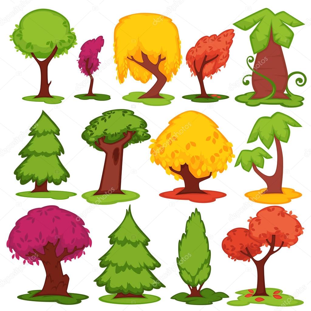 Trees flat icons 