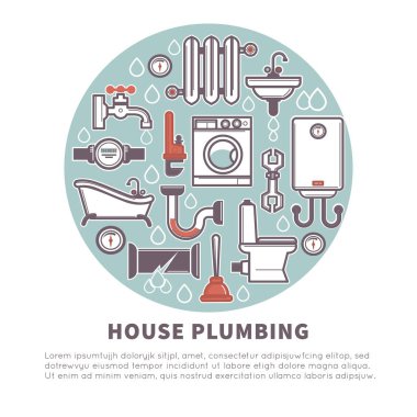 Yuvarlak afiş sıhhi tesisat ev