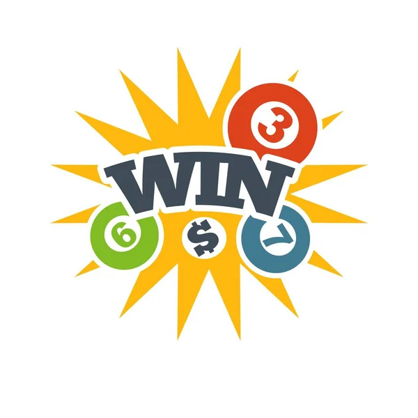 Emblema de vitória amarelo na loteria — Vetor de Stock