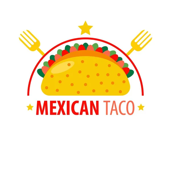 Mexican dish Taco logo — Stock Vector