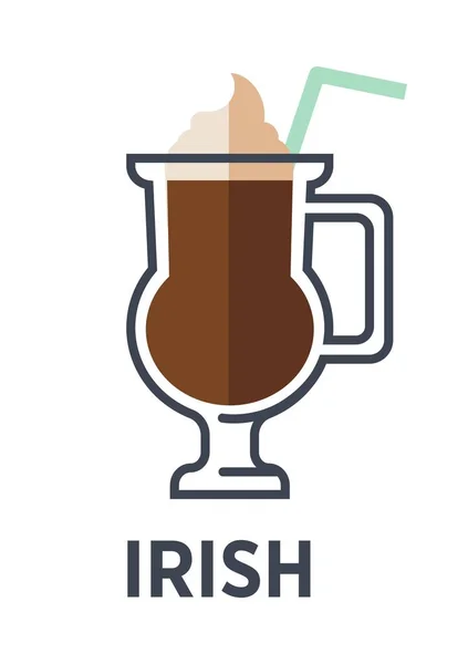 뜨거운 커피로 구성 된 아일랜드 칵테일 — 스톡 벡터