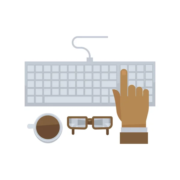 Man hand typing on computer keyboard — Stock Vector
