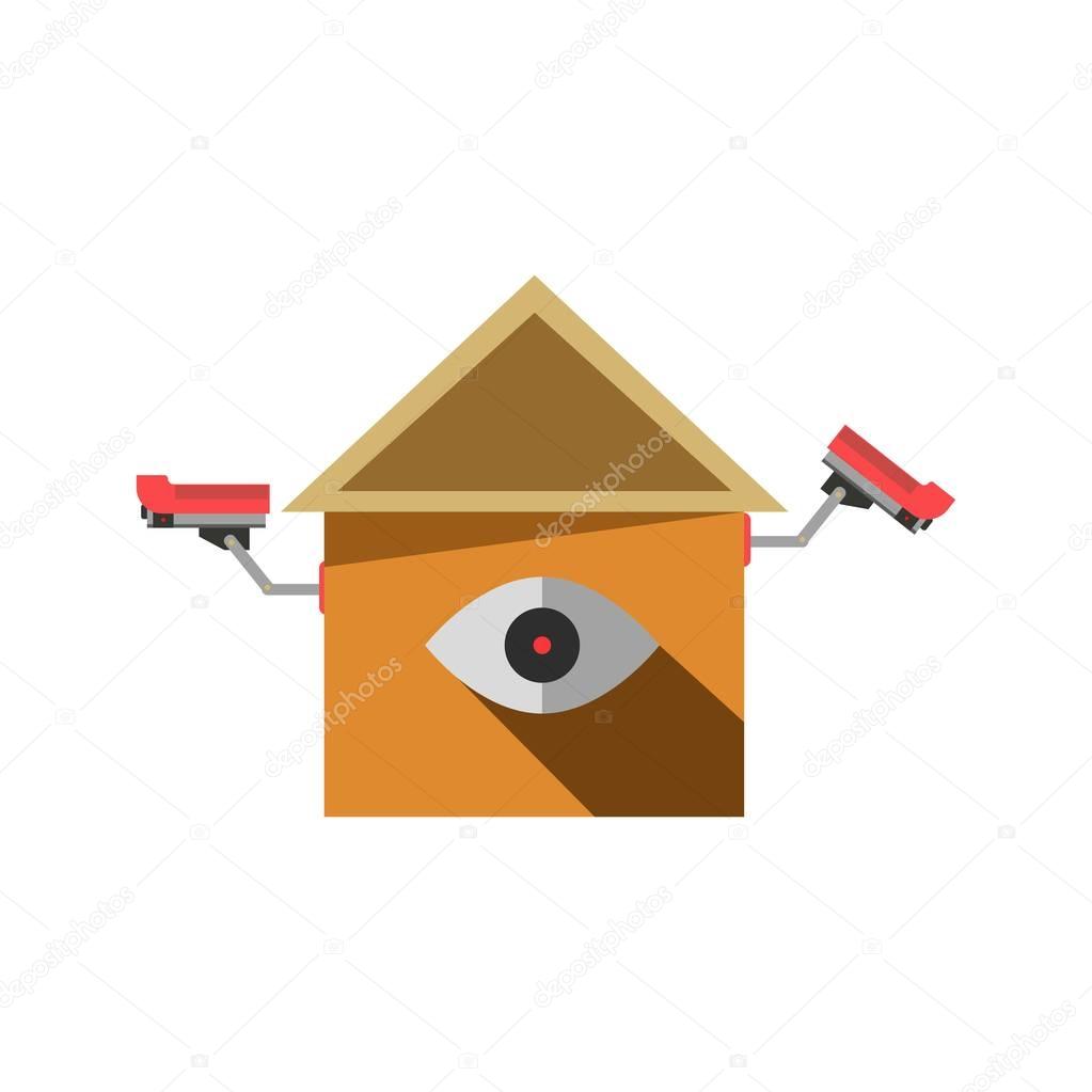 CCTV cameras on isolated element in house shape