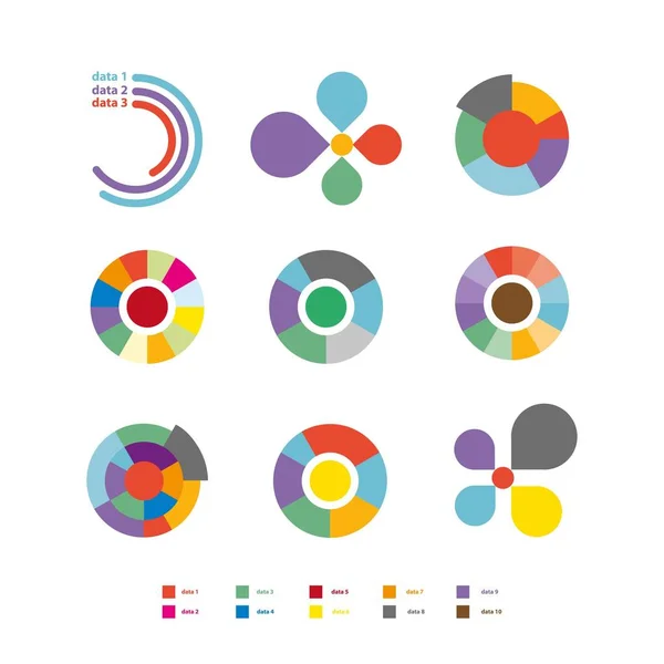 Diagramas redondos coleção colorida — Vetor de Stock