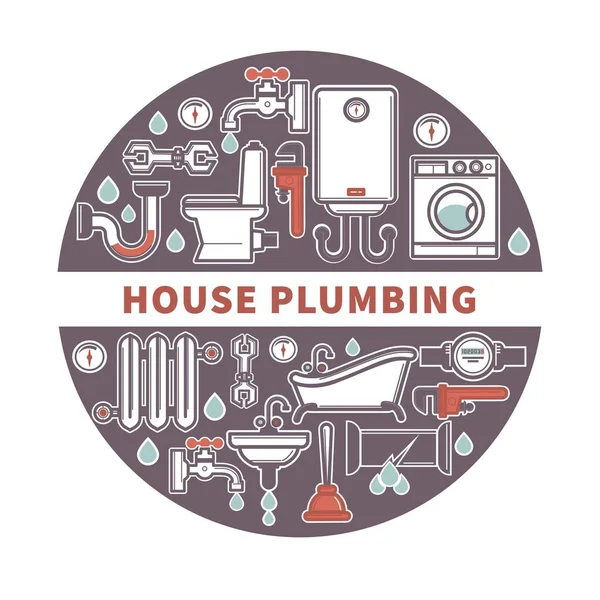 House plumbing firm label — Stock Vector