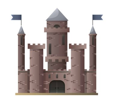 Dark brown cartoon medieval castle clipart