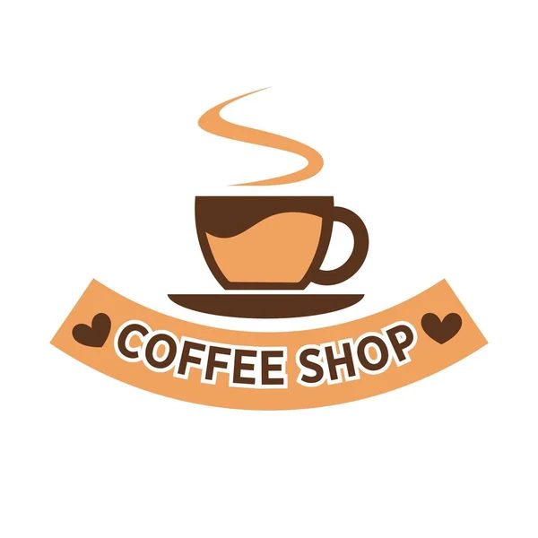 Coffee shop színes lapos emblémát — Stock Vector