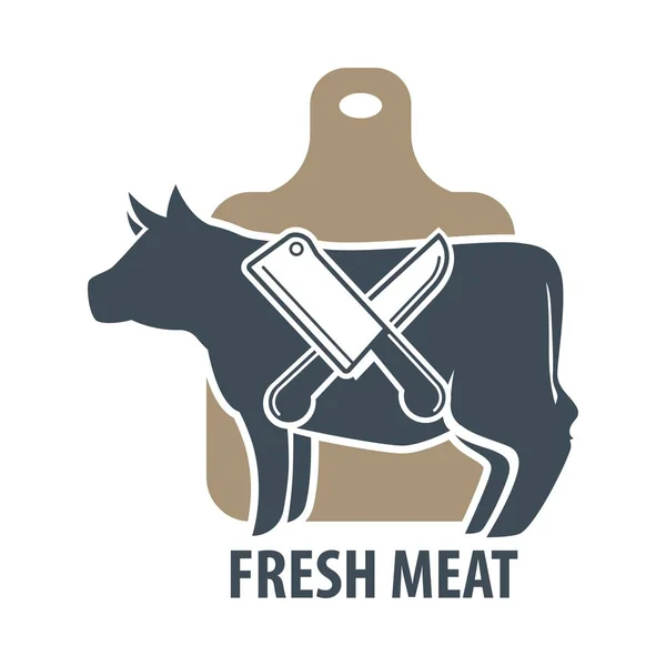 Carniceiro modelo logotipo sinal com vaca — Vetor de Stock