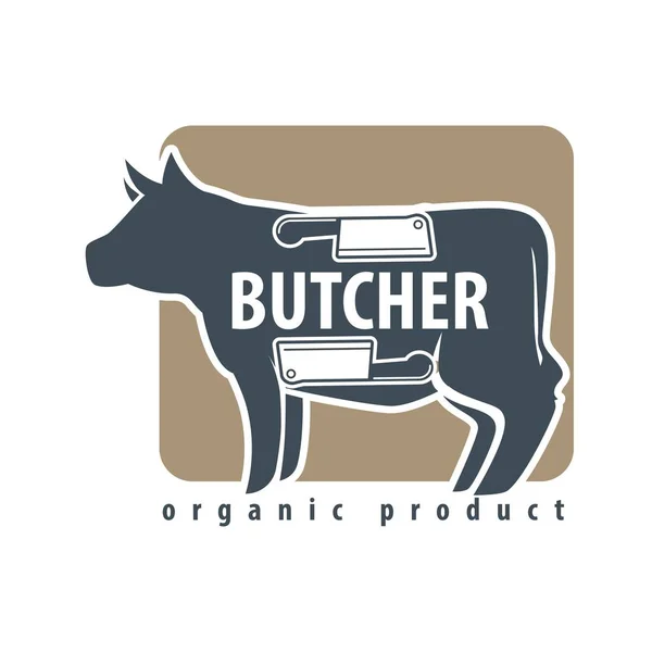 Butchery logotype sign with cow — Stock Vector