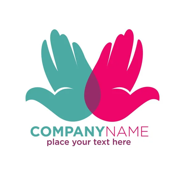 Logo colorato azienda mani umane — Vettoriale Stock