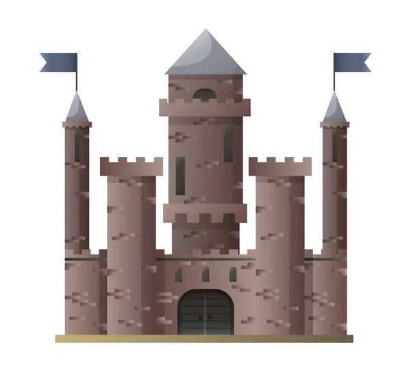 Castanho escuro desenho animado medieval castelo —  Vetores de Stock