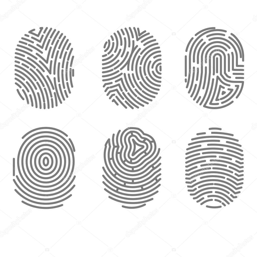 Set of fingerprint types with twisted lines signs