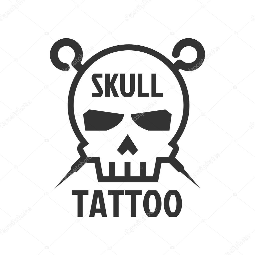 Human skull tattoo sign