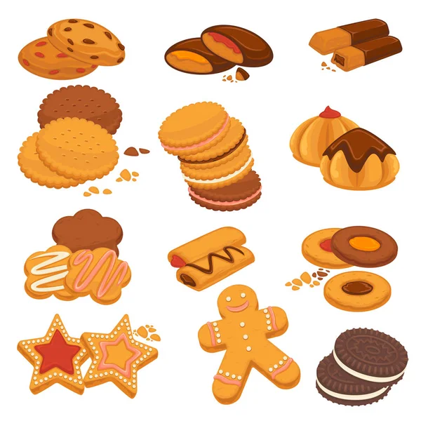 Ícones de cookies e biscoitos — Vetor de Stock