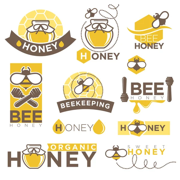 Ícones de mel e apicultura — Vetor de Stock