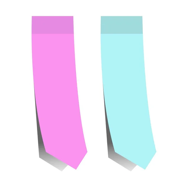 Roze en blauwe kleverige bladwijzers — Stockvector