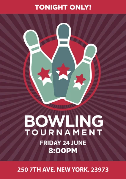 Affiche du tournoi de bowling — Image vectorielle