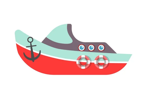 Spielzeugschiff Boot mit Anker — Stockvektor