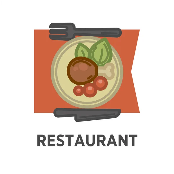 Placa de plato con chuleta de filete — Vector de stock