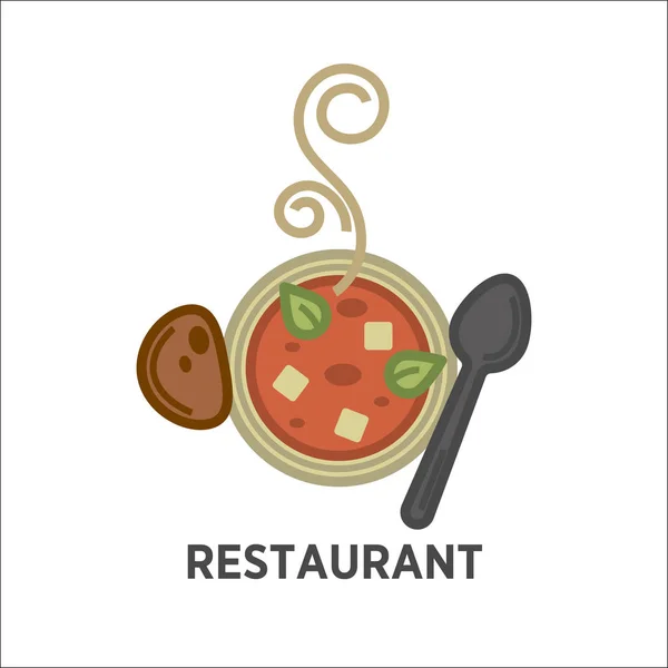 Sopa caliente y pan — Vector de stock