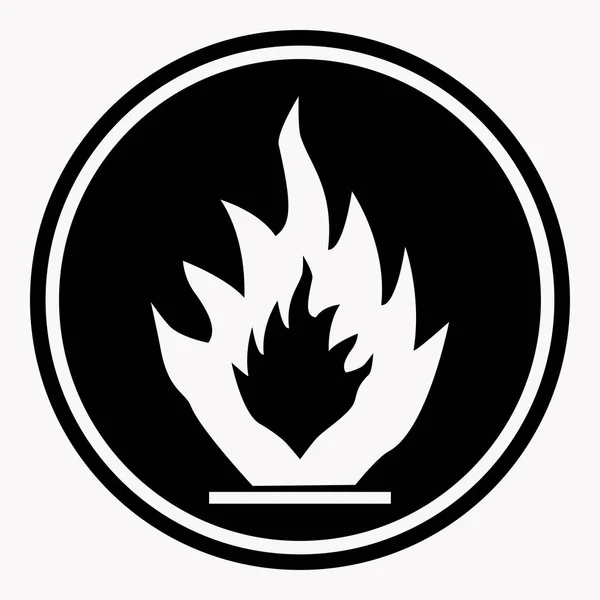 Signo de precaución inflamable con símbolo de fuego — Vector de stock