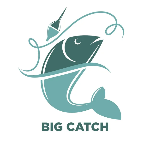 Gros poisson capture logo — Image vectorielle