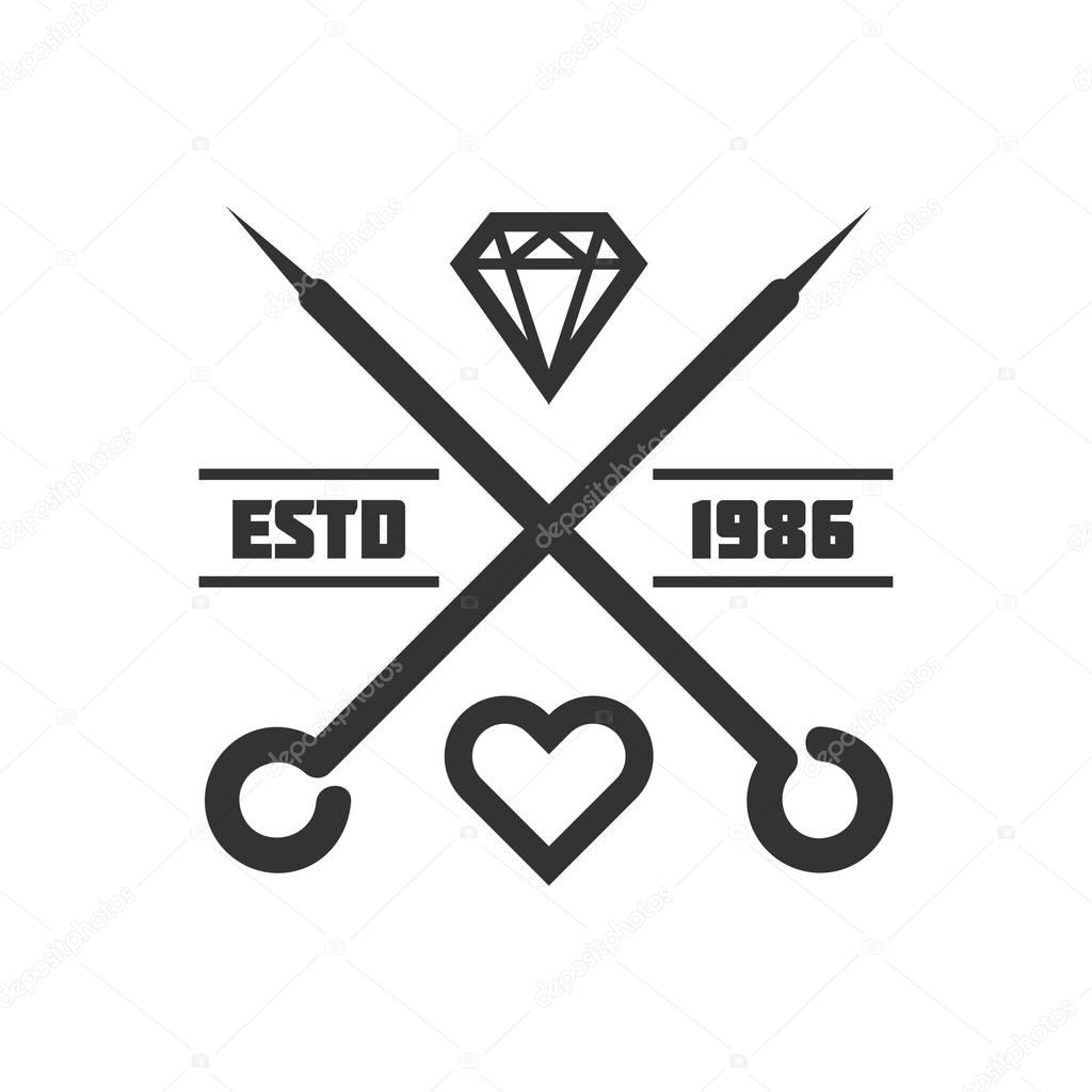 Tattoo studio logo template over white background, vector illustration