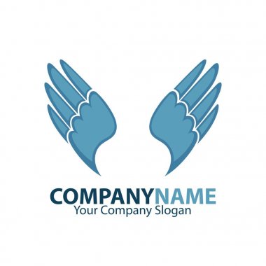Şirket adı amblemi mavi kanatlı