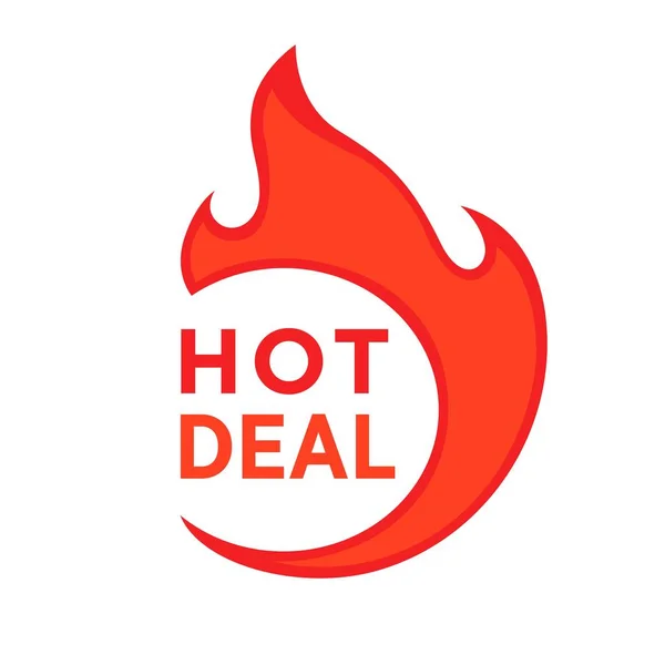 Hot deal logo design with fire — Stock Vector