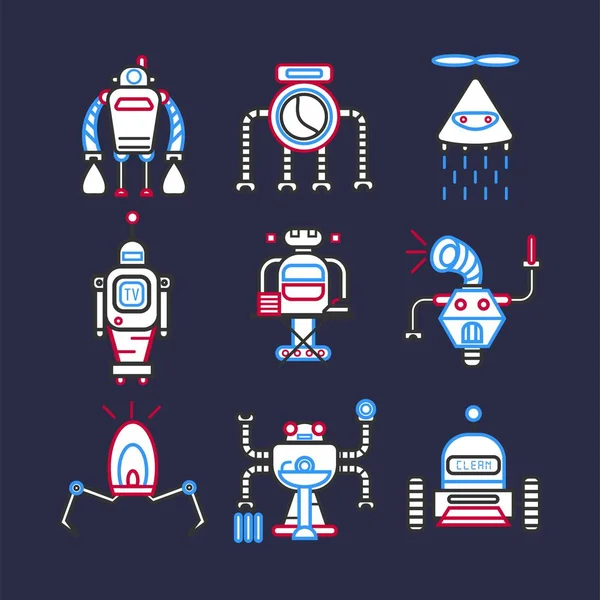 Robots para hacer tareas domésticas conjunto — Vector de stock