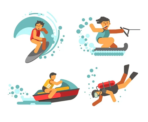 Sommer Wasser gesunde Aktivitäten — Stockvektor