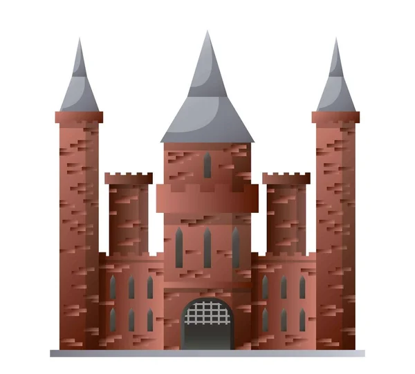 Middeleeuws kasteel met hoge torens — Stockvector