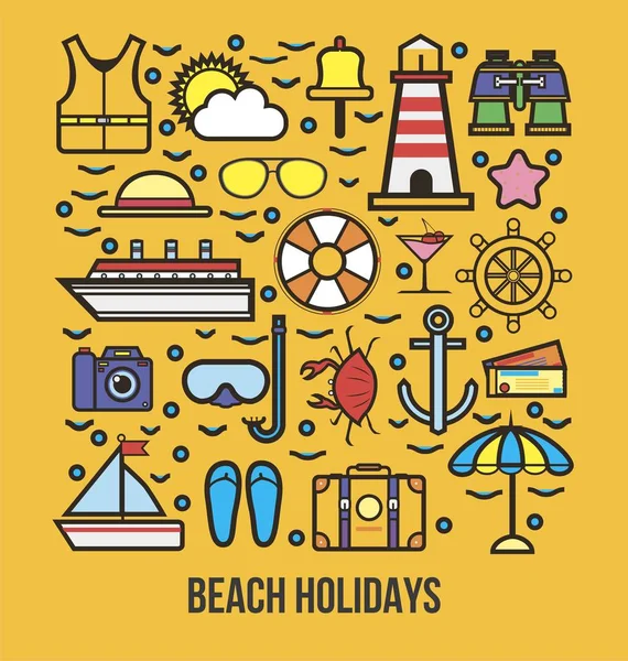 Colección de logotipos de vacaciones de playa — Vector de stock
