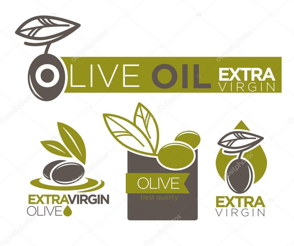 Olive oil extra virgin flat logotype on white. Vector illustration