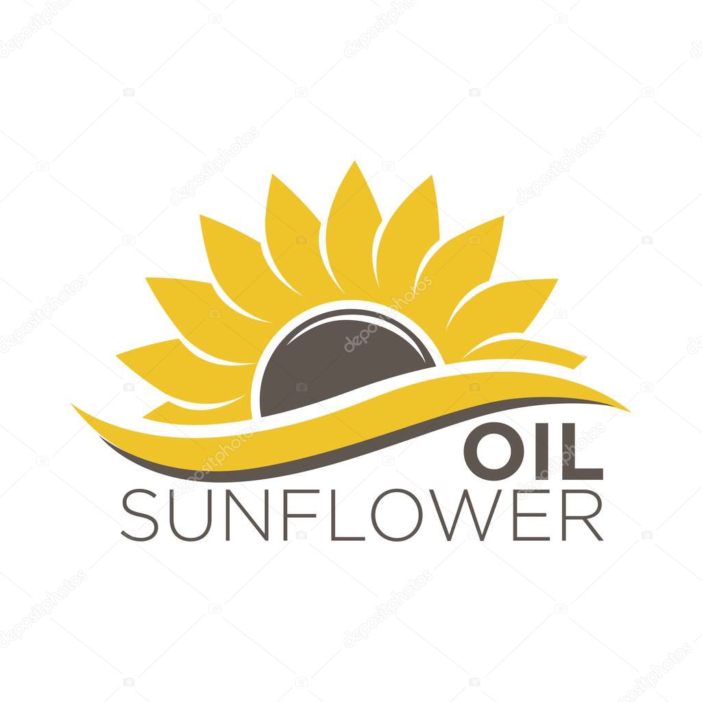 Natural organic sunflower oil logotype vector illustration on white.
