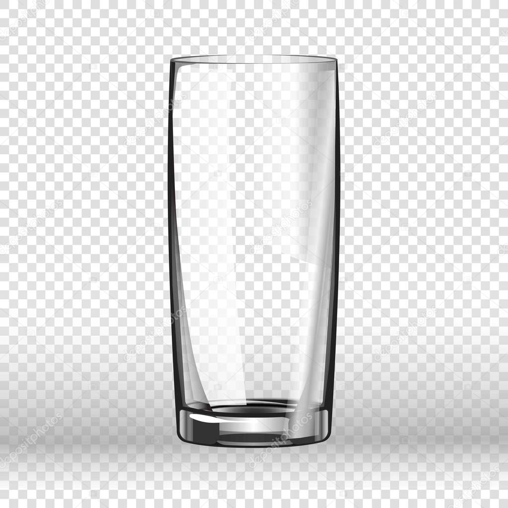 Realistic long drinking empty glass
