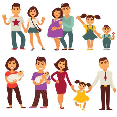 Aile düz Icons set.