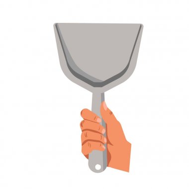 Toz kaşık kürek tutan el